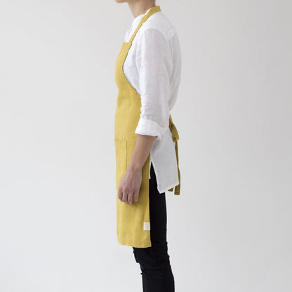 LIMITED EDITION Lemon Curry lino kasdienė prijuostė — naturalusdrabuziai.lt