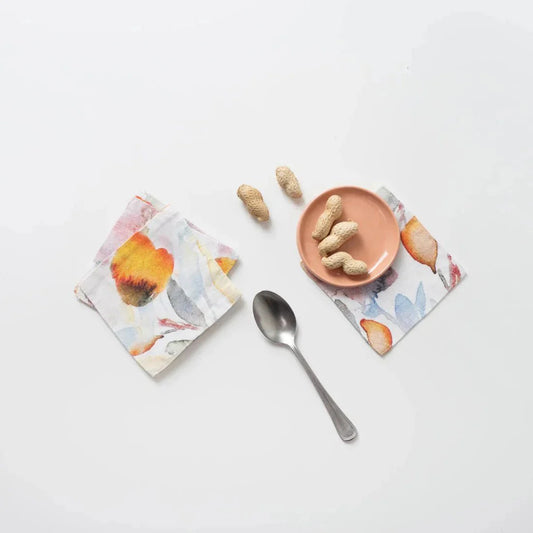 LIMITED EDITION Orange Flow lino padėkliukų rinkinys 4 vnt. — naturalusdrabuziai.lt