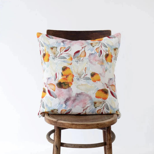 LIMITED EDITION Orange Flow lino pagalvėlės užvalkalas — naturalusdrabuziai.lt