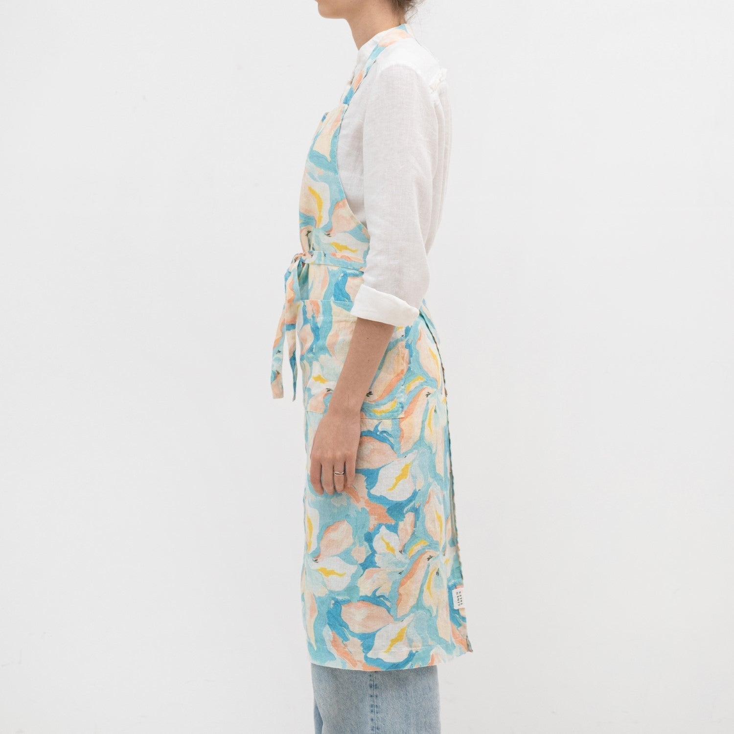 LIMITED EDITION Pastel Iris lino šefo prijuostė — naturalusdrabuziai.lt
