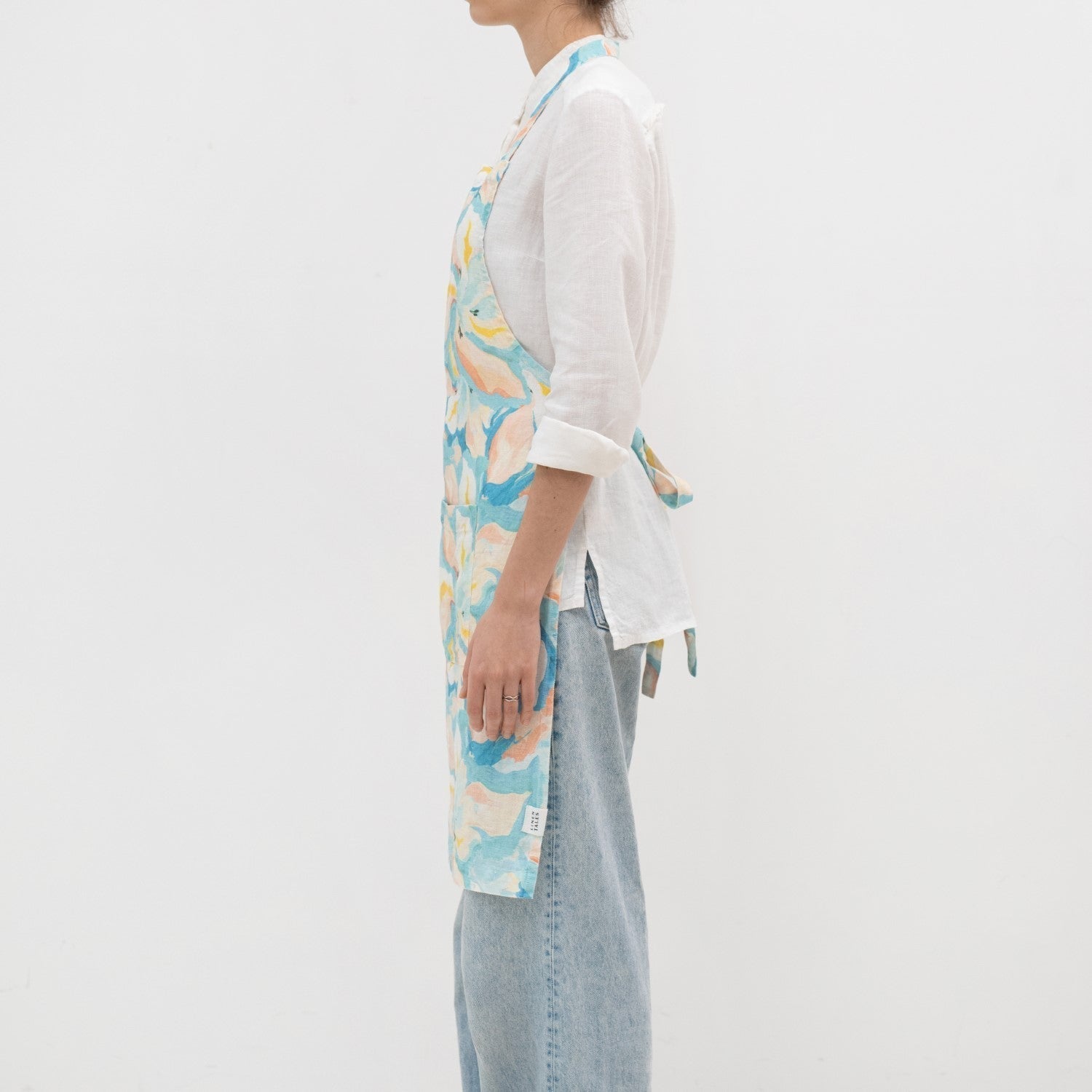 LIMITED EDITION Pastel Iris lino kasdienė prijuostė — naturalusdrabuziai.lt
