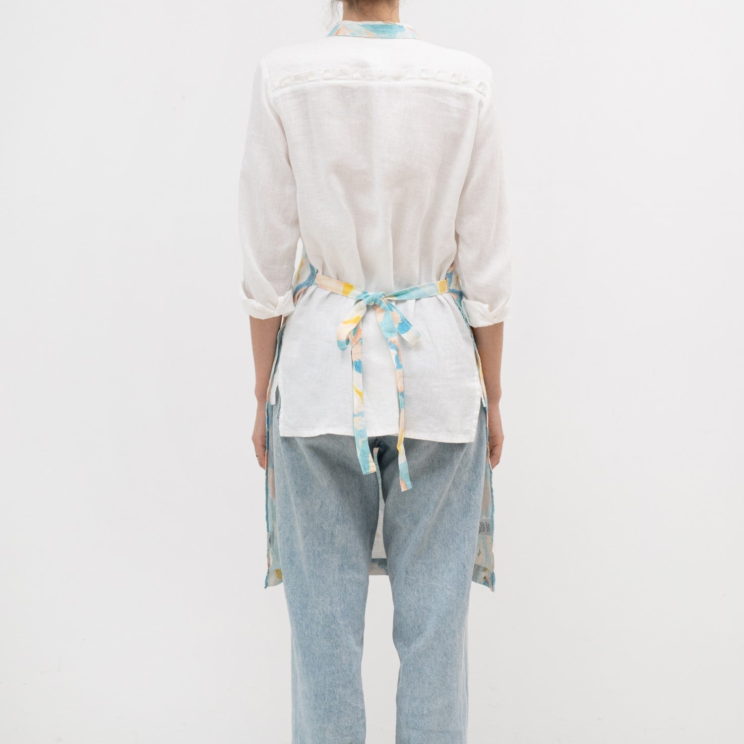 LIMITED EDITION Pastel Iris lino kasdienė prijuostė — naturalusdrabuziai.lt