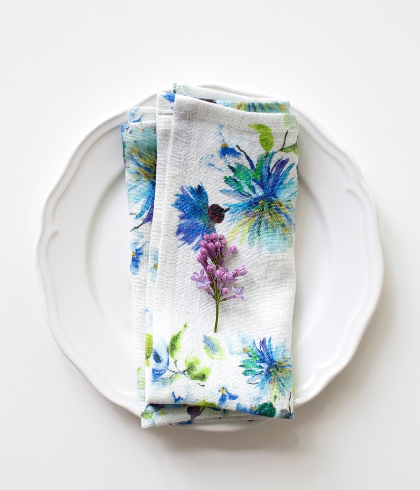 LIMITED EDITION White Flowers lino servetėlių rinkinys 2 vnt. — naturalusdrabuziai.lt