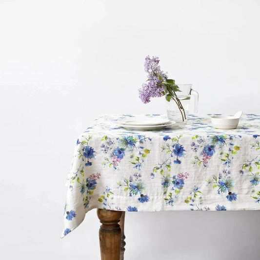 LIMITED EDITION White Flowers lino staltiesė — naturalusdrabuziai.lt