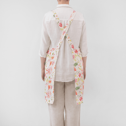 LIMITED EDITION Wildflower Flow lino kryžminio tipo prijuostė — naturalusdrabuziai.lt