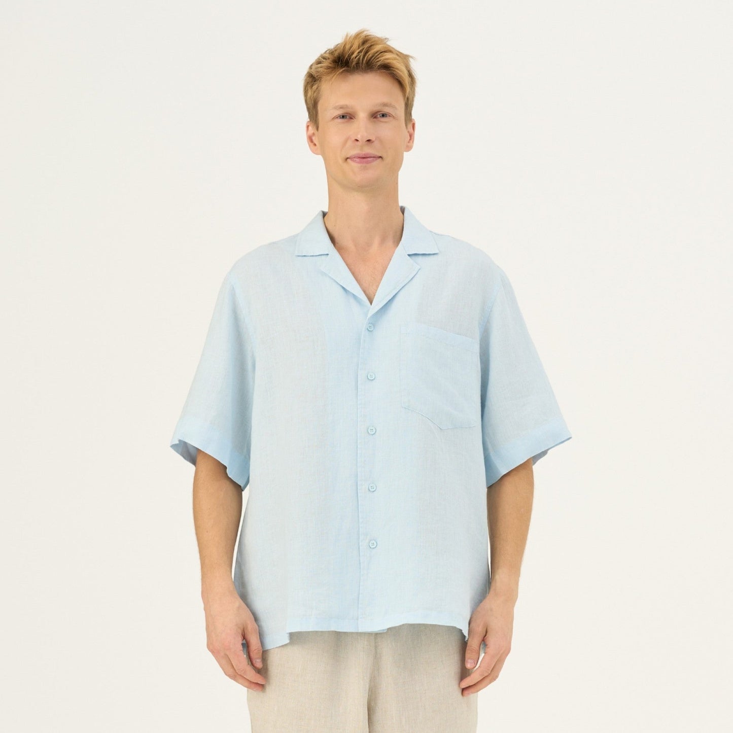 lino Tales Closet Kūdikių Blue lino Libertas marškiniai — naturalusdrabuziai.lt