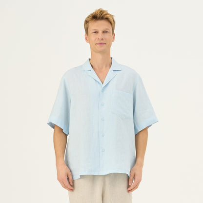 lino Tales Closet Kūdikių Blue lino Libertas marškiniai — naturalusdrabuziai.lt