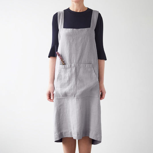 lino Tales Light Grey lino Pinafore prijuostė — naturalusdrabuziai.lt