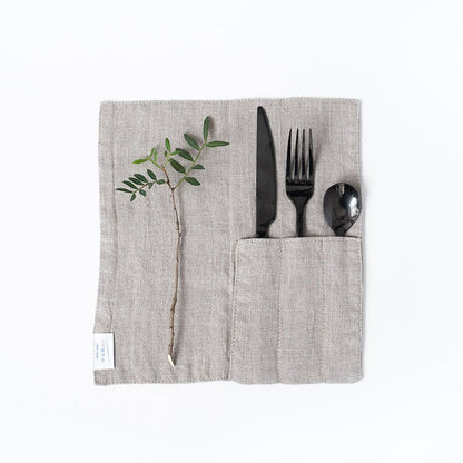 lino Tales Natural lino Cutlery Pocket rinkinys 2 vnt. — naturalusdrabuziai.lt