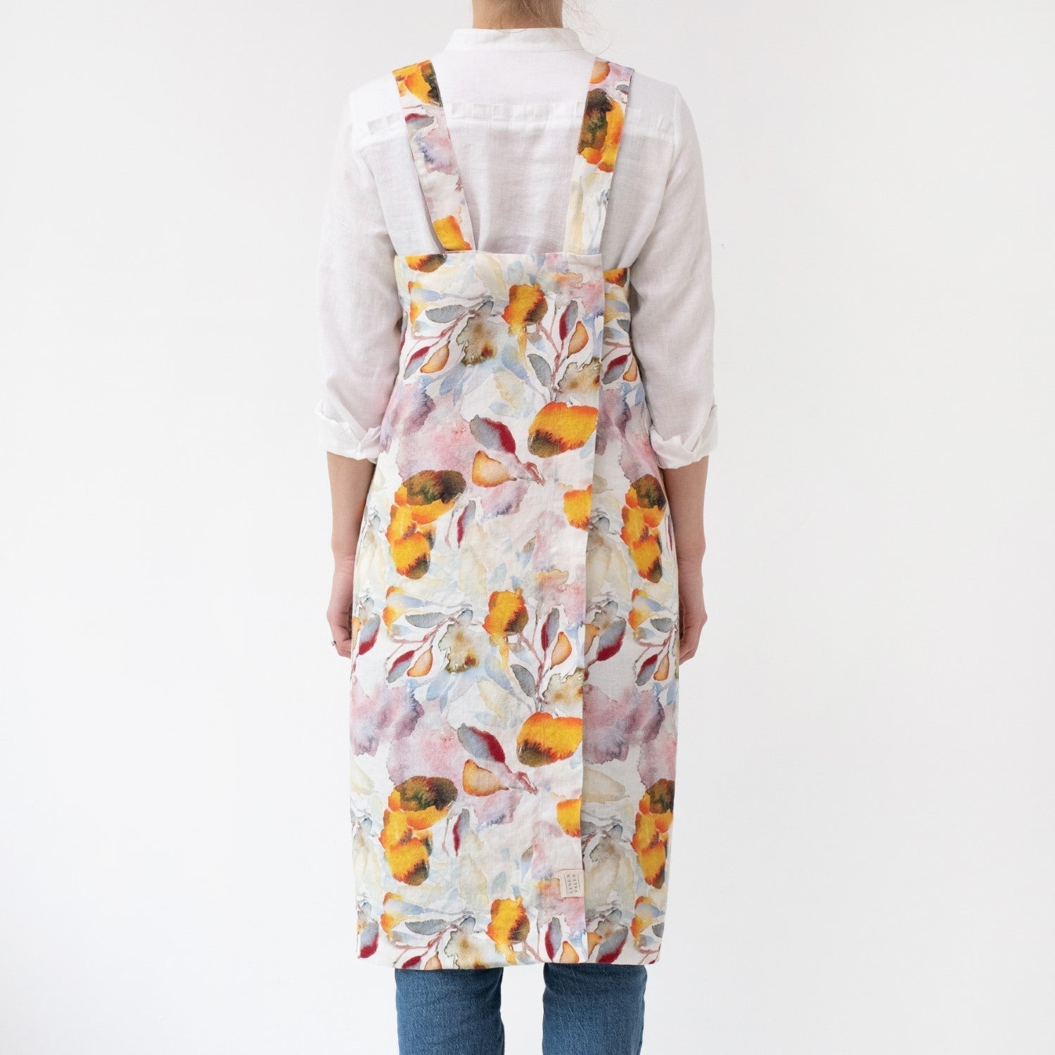 lino Tales Orange Flow lino Pinafore prijuostė — naturalusdrabuziai.lt