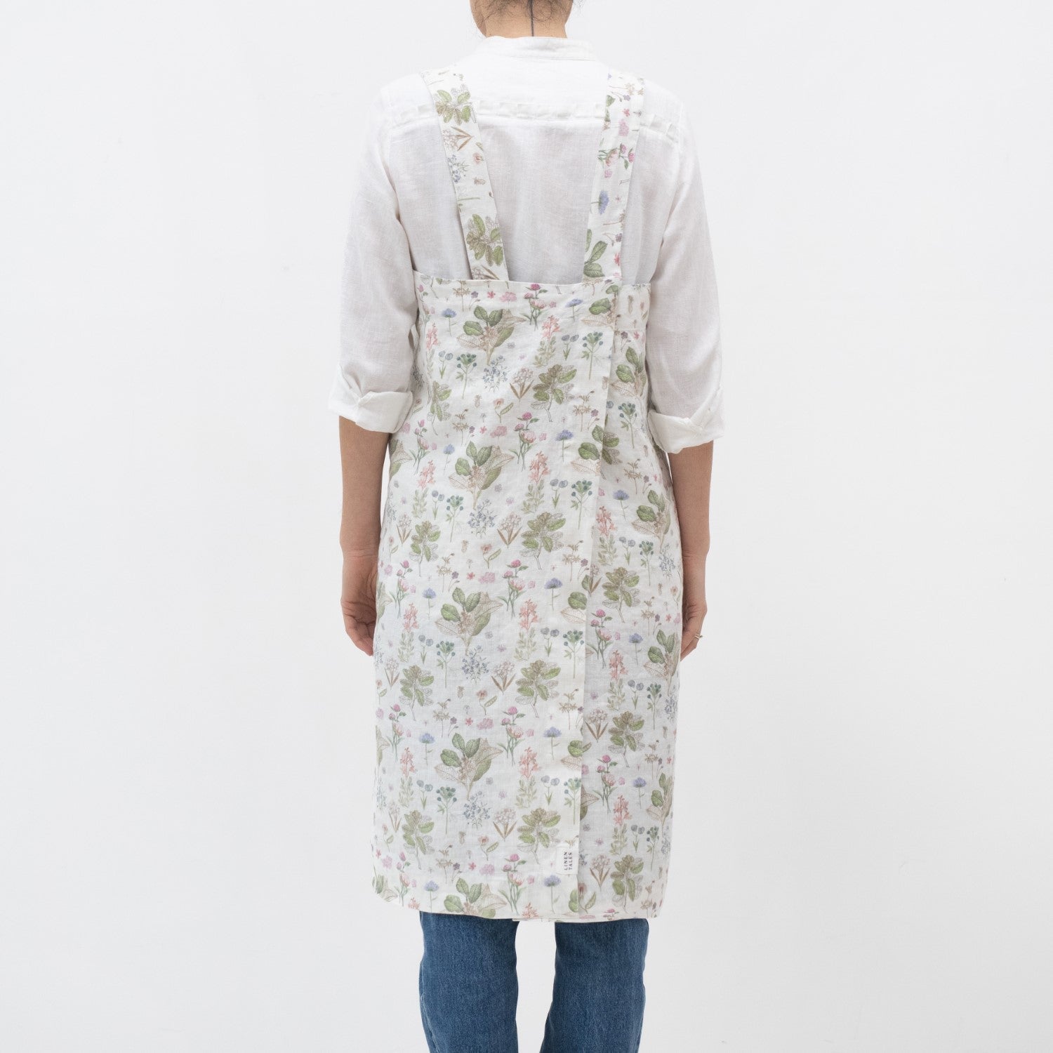 lino Tales White Botany lino Pinafore prijuostė — naturalusdrabuziai.lt
