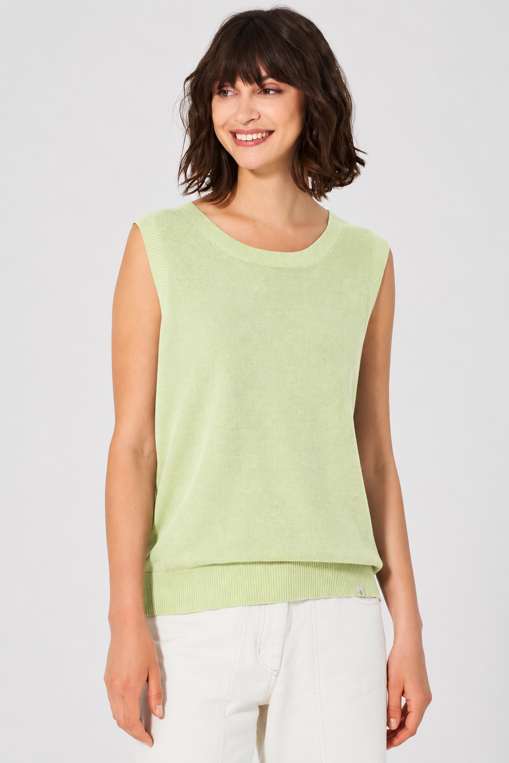 Moteriškas megztinis iš kanapių ir ekologiškos medvilnės (LZ327) – matcha