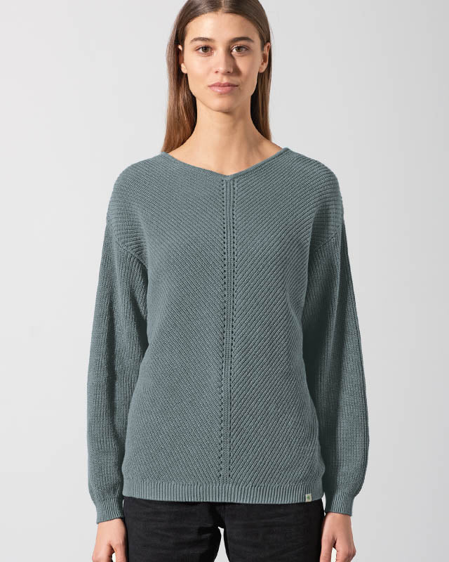 Moteriškas megztinis iš kanapių ir ekologiškos medvilnės (LZ390OEB) – Pilka