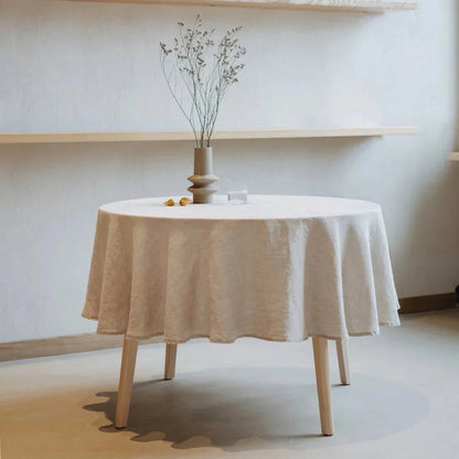 Melange Lightweight lino Round staltiesė — naturalusdrabuziai.lt