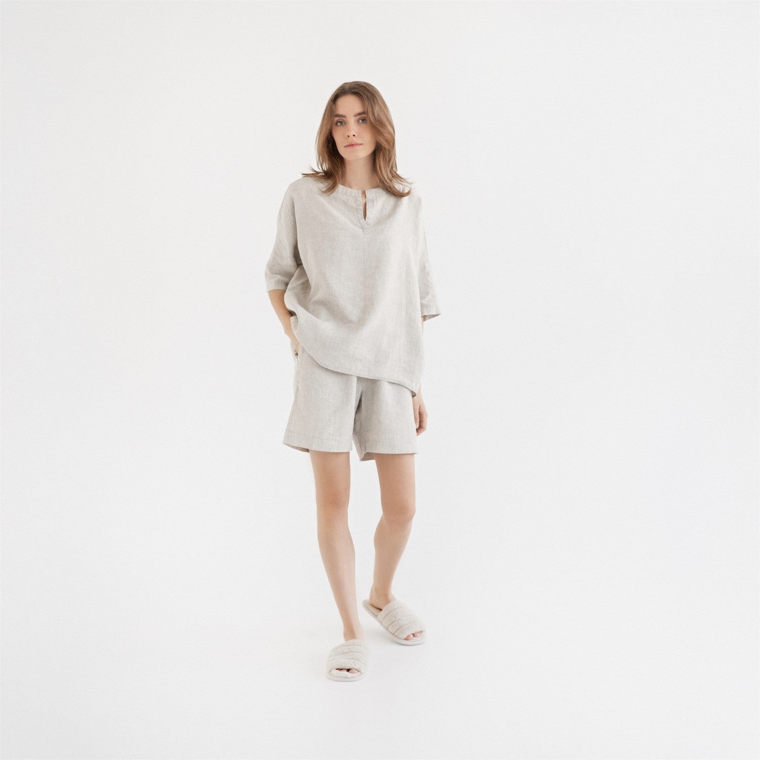 Melange lino Clover Pyjama rinkinys — naturalusdrabuziai.lt