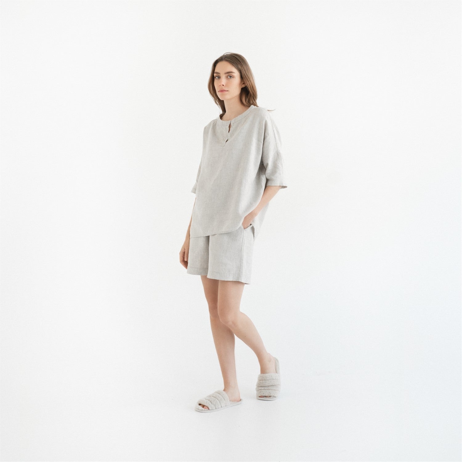 Melange lino Clover Pyjama rinkinys — naturalusdrabuziai.lt