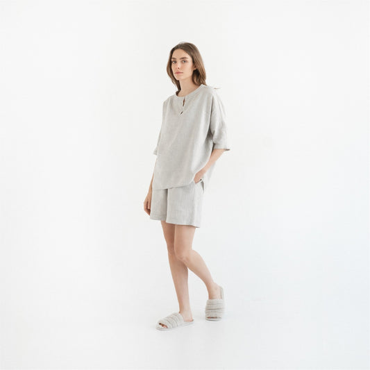 Melange lino Clover Pyjama rinkinys — naturalusdrabuziai.lt