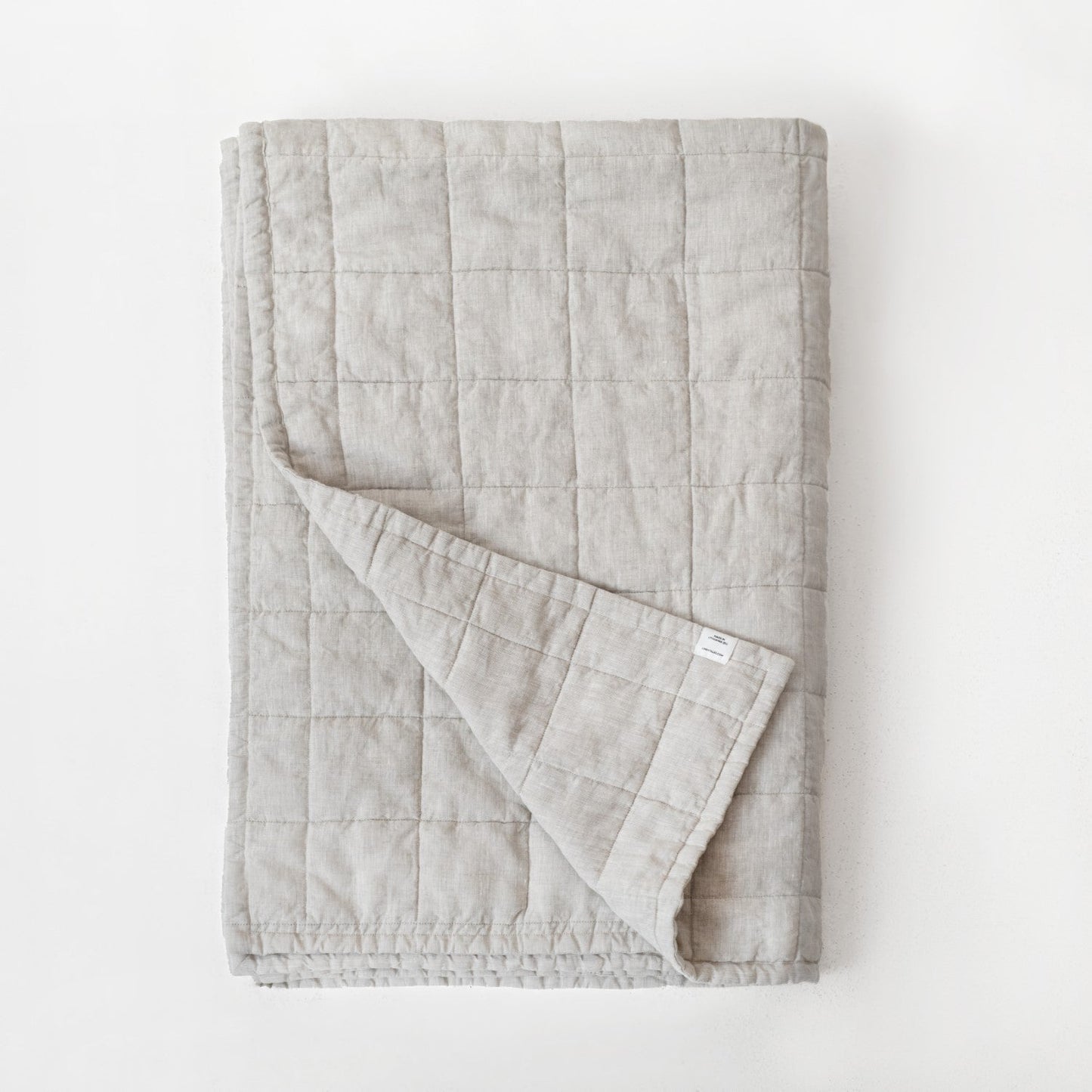 Melange lino Quilted antklodė — naturalusdrabuziai.lt