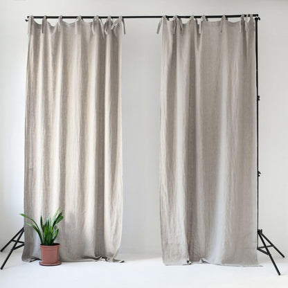 Natural lino Night Time Tie viršus Curtain rinkinys 2 vnt. — naturalusdrabuziai.lt