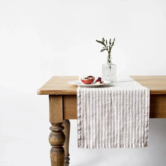 Natural White Stripes lino stalo takelis — naturalusdrabuziai.lt
