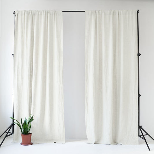 Off-White lino Night Time Rod Pocket Curtain rinkinys 2 vnt. — naturalusdrabuziai.lt