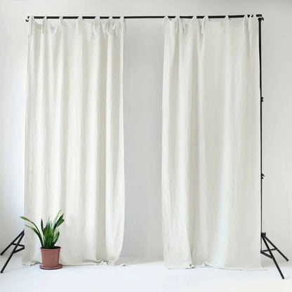 Off-White lino Night Time Tie viršus Curtain rinkinys 2 vnt. — naturalusdrabuziai.lt