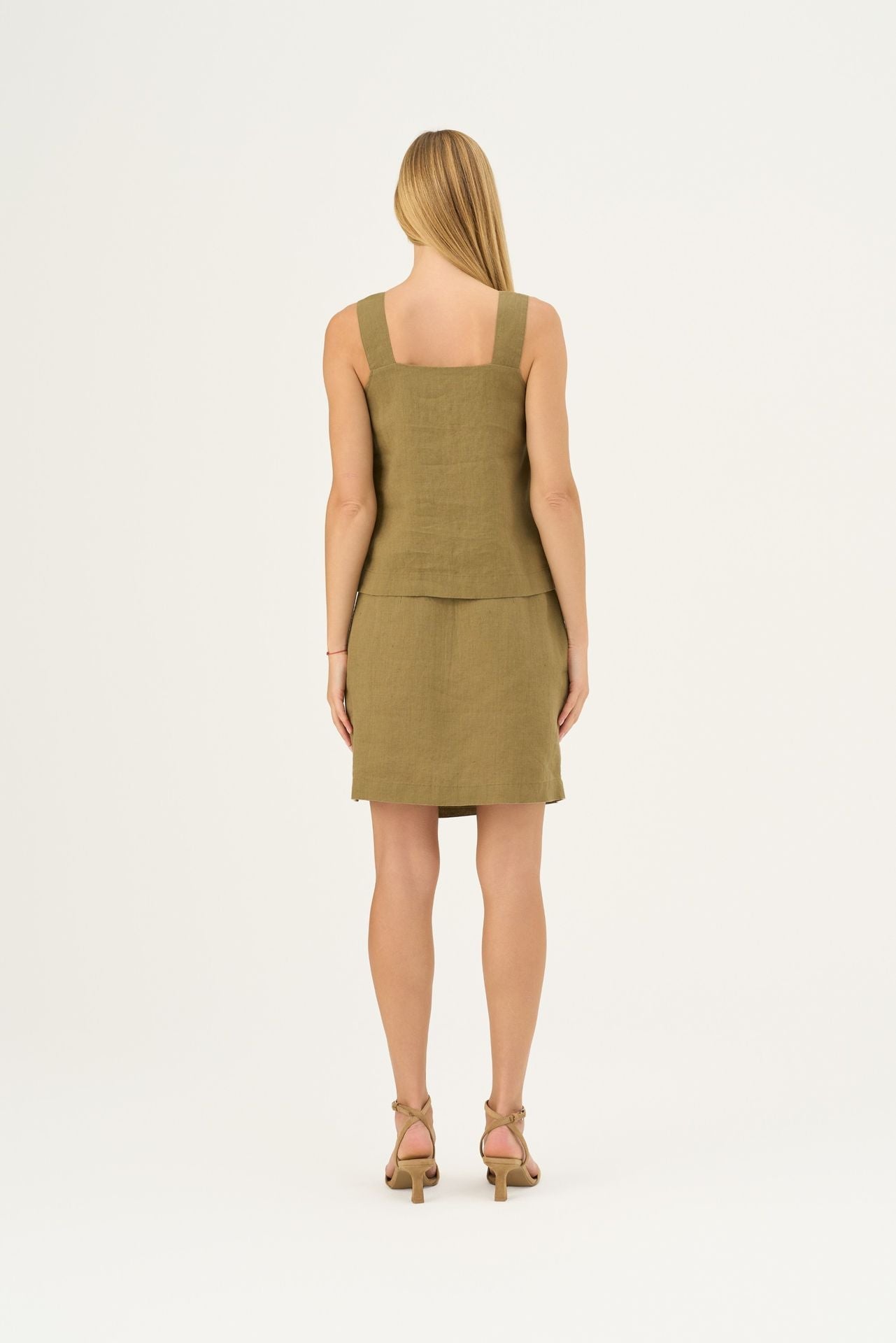 Olive Khaki lino Polka viršus — naturalusdrabuziai.lt