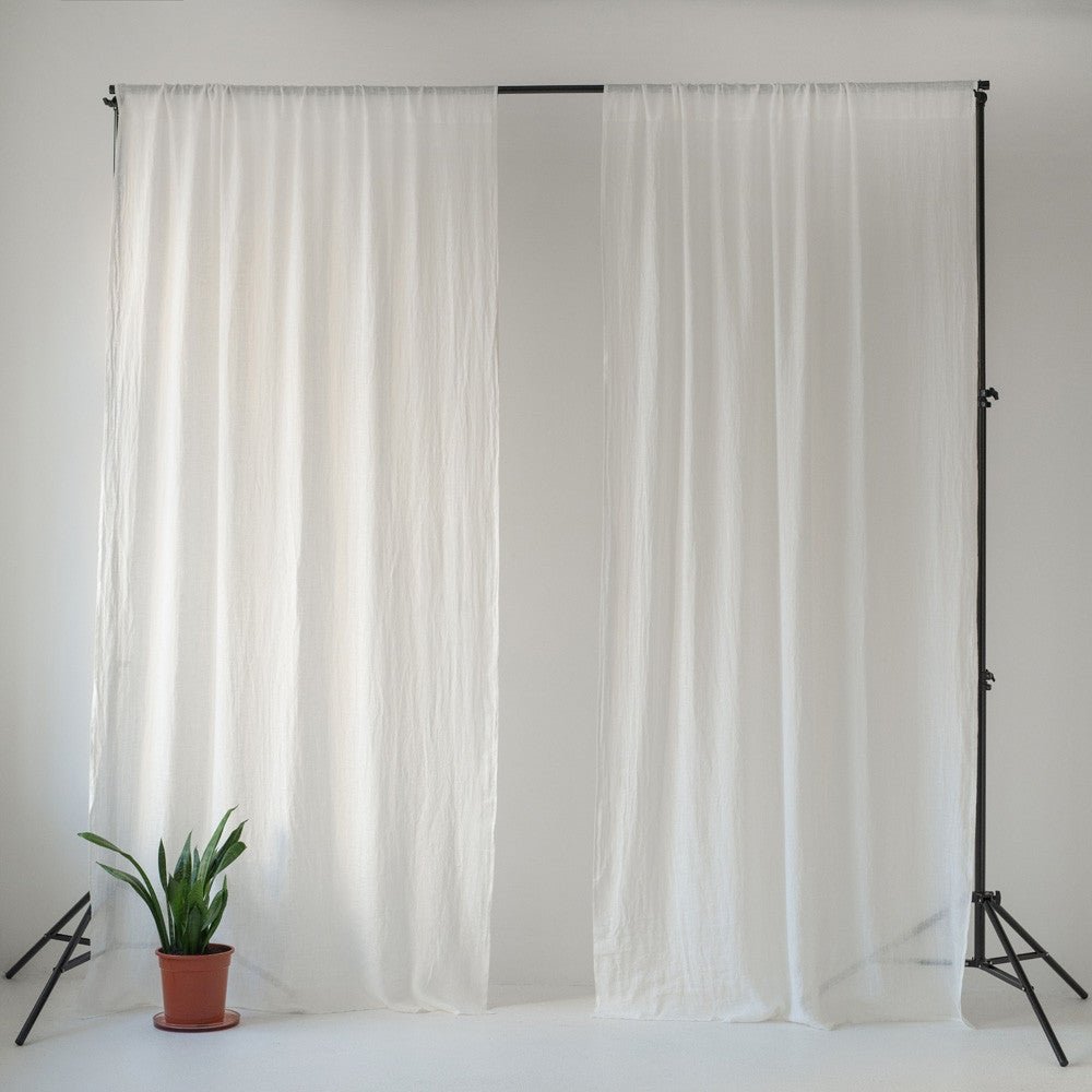 Optical White lino Daytime Rod Pocket Curtain rinkinys 2 vnt. — naturalusdrabuziai.lt