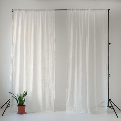 Optical White lino Daytime Rod Pocket Curtain rinkinys 2 vnt. — naturalusdrabuziai.lt