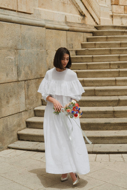 Optical White Linen Fantasia Dress