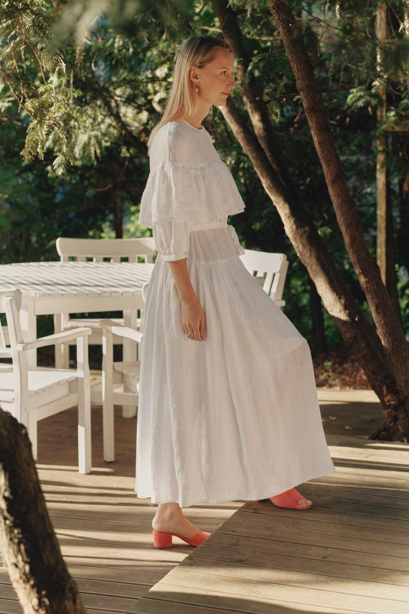 Optical White Linen Fantasia Dress