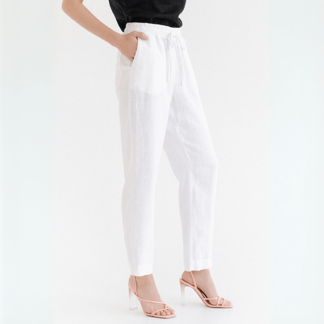 Optical White lino Octave kelnės — naturalusdrabuziai.lt