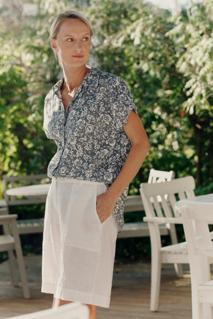 Porcelain Flowers lino Melody marškiniai — naturalusdrabuziai.lt
