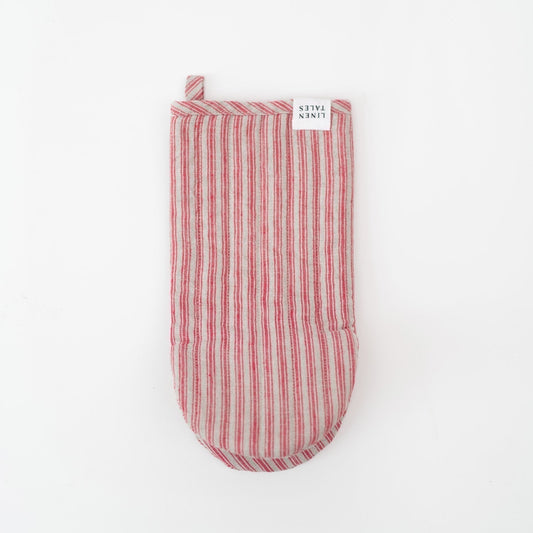 Red Natural Stripes lino virimo pirštinė — naturalusdrabuziai.lt
