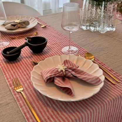 Red Natural Stripes lino stalo takelis — naturalusdrabuziai.lt