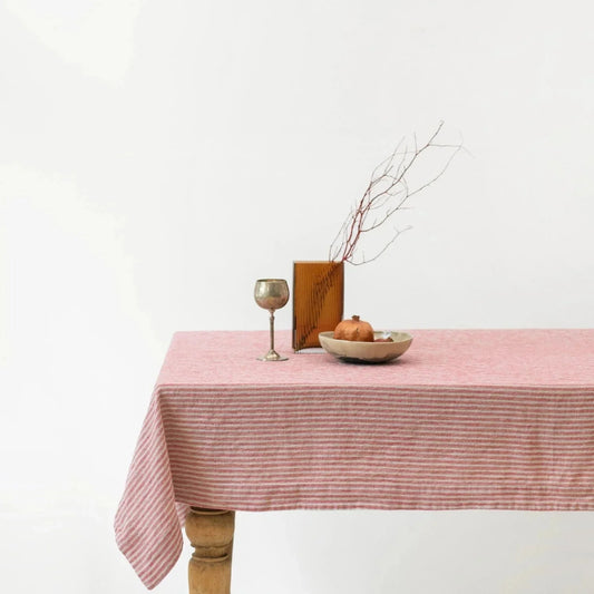 Red Natural Stripes lino staltiesė — naturalusdrabuziai.lt