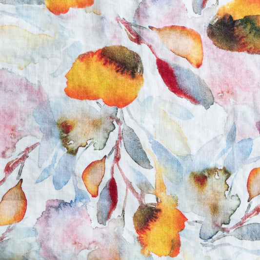 Unwashed LIMITED EDITION Orange Flow lino Fabric 185 g/sq.m — naturalusdrabuziai.lt