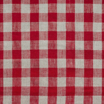 Unwashed Red Gingham Fabric 190 g/sq.m — naturalusdrabuziai.lt