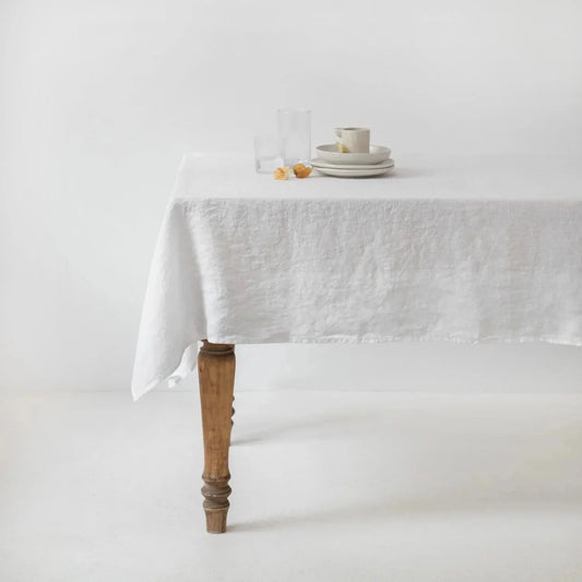 White Lightweight lino staltiesė — naturalusdrabuziai.lt