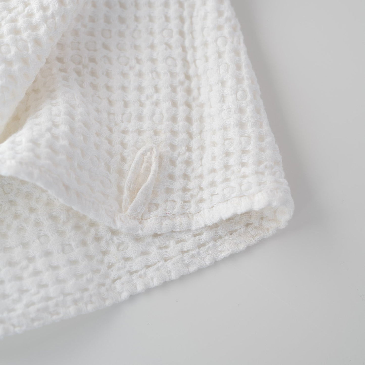 White lino & medvilnės Honeycomb Waffle rankšluostis — naturalusdrabuziai.lt