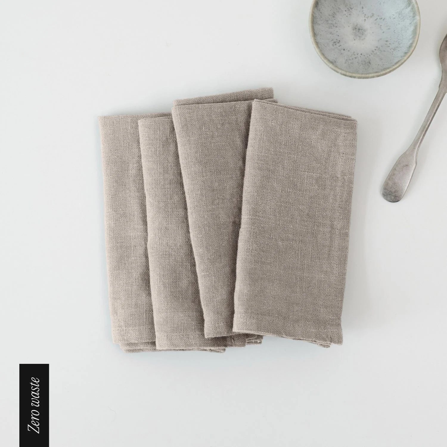 Zero Waste Natural lino servetėlių rinkinys 4 vnt. — naturalusdrabuziai.lt