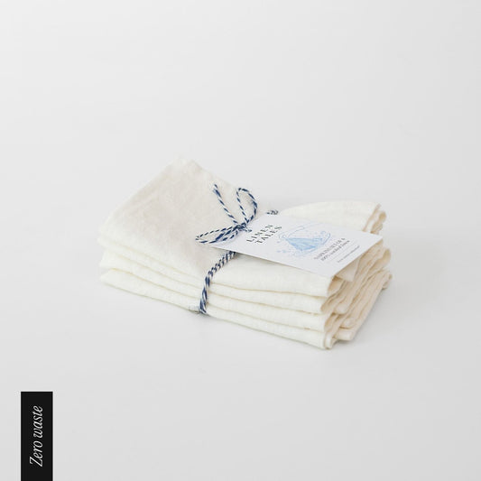 Zero Waste Off-White lino servetėlių rinkinys 4 vnt. — naturalusdrabuziai.lt