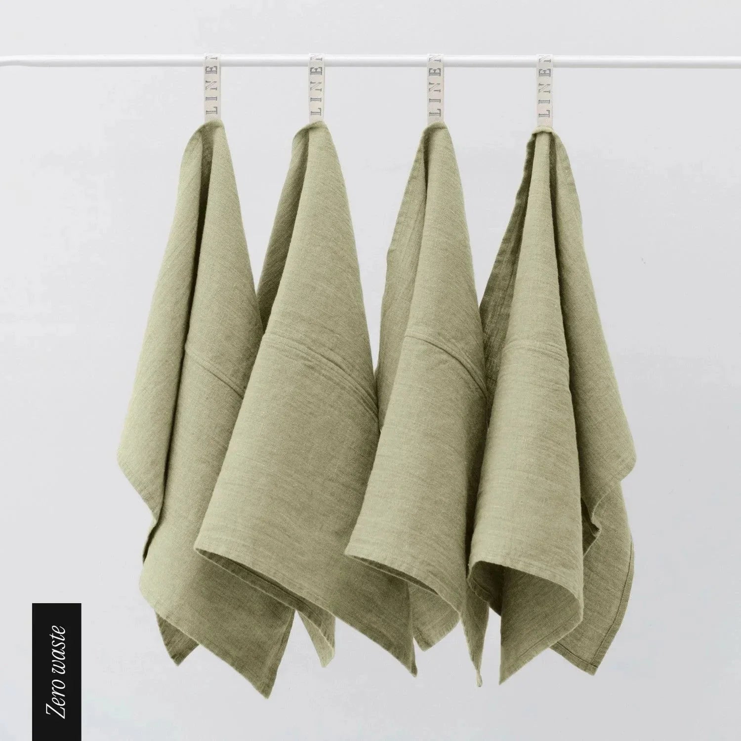 Zero Waste Sage lino virtuvinė servetės rinkinys 4 vnt. — naturalusdrabuziai.lt